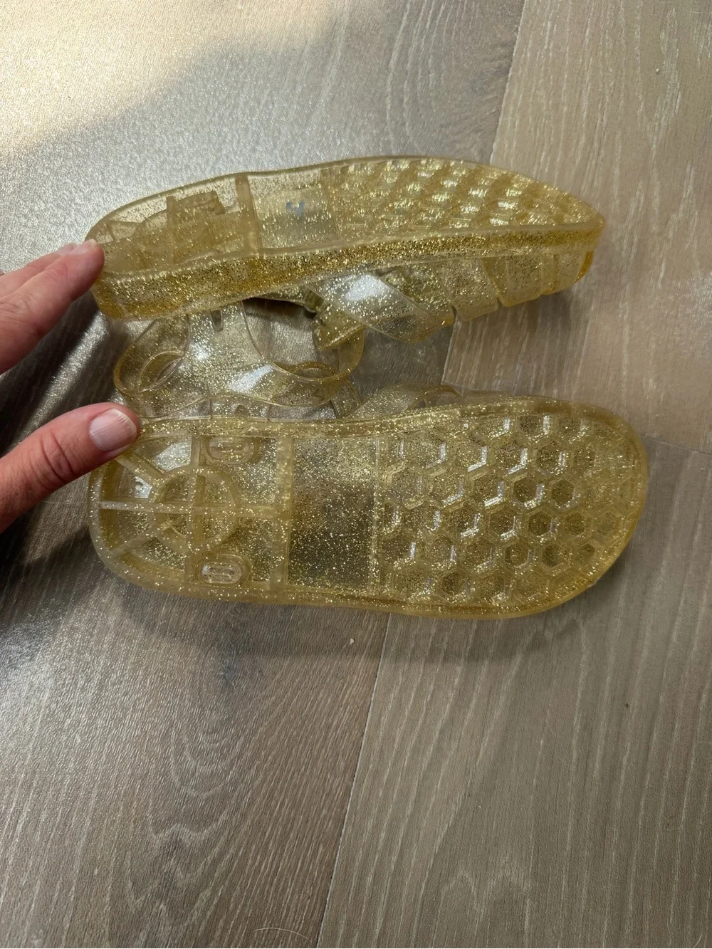 OshKosh B'gosh Gold Glitter Jelly Sandals with Ankle Strap